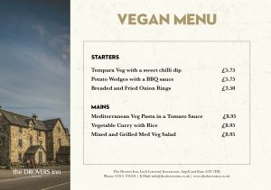 Drovers Inn Vegan Menu